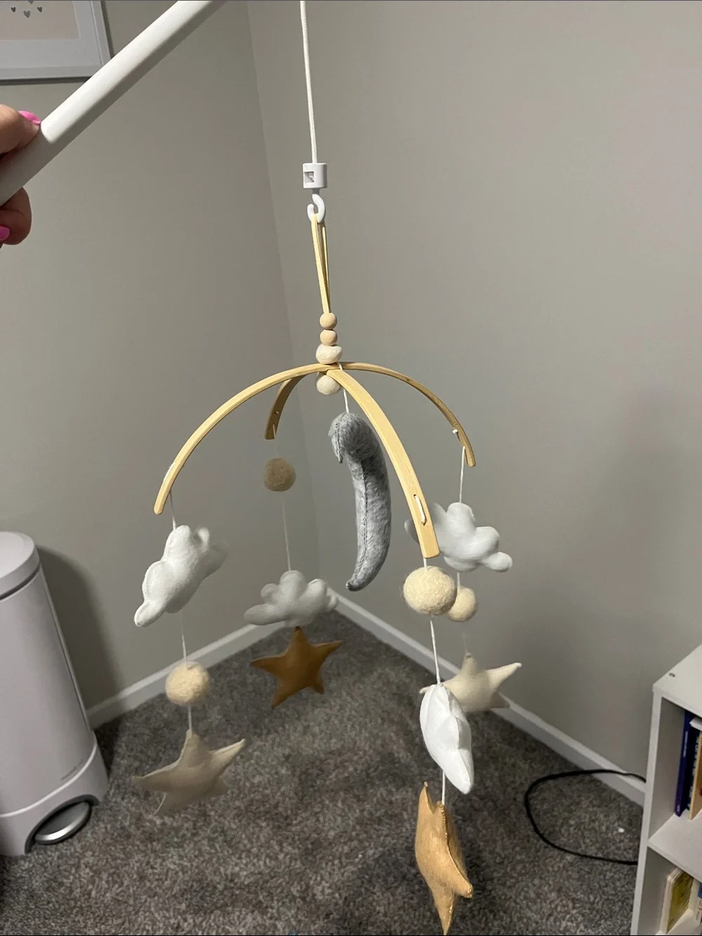 Neutral Moon & Stars Hanging Mobile - Home Wall Decor
